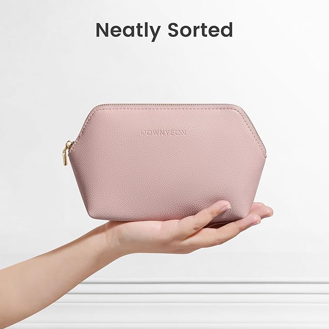 ROWNYEON Small Makeup Bag for Purse, Mini Portable Cosmetic Bags for Women, PU Leather Coin Purse Lipstick Cosmetic Accessories Organizer, Travel Makeup Pouch Zipper Pouch for Men Women