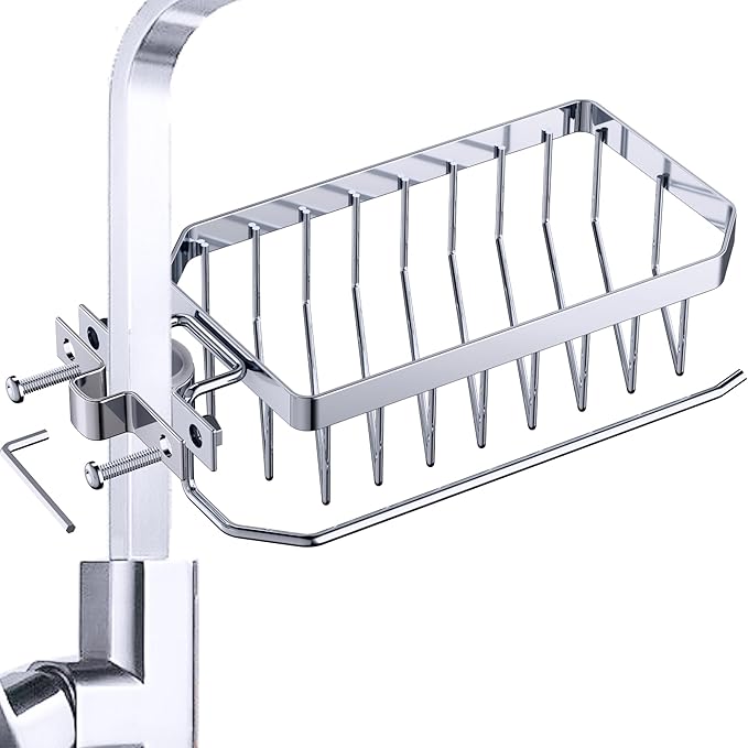 Sponge Daddy Kitchen Sponge Holder, Bathroom Sink Organizer, Shower Caddy Suction Cup, Bottle Organizer, Hanging Organizer, Kitchen Rack, Organizers and Storage for Square Faucet (SQUARE RIGHT)