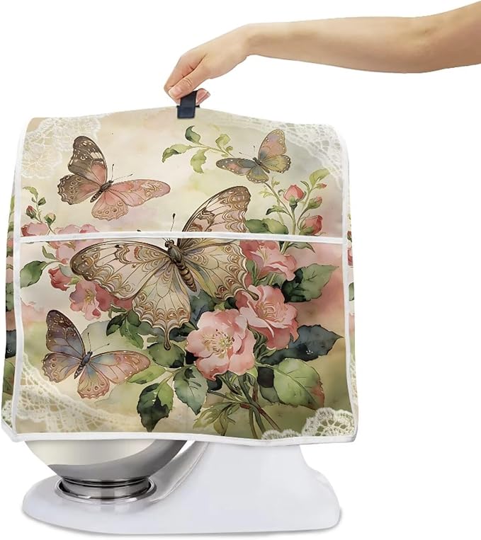 Tulip Bunny Stand Mixer Cover Portable Dust Cover for 4.5-5 Quart Kitchen Mixers with Handle and Pockets Small Appliance Protector for Home Kitchens