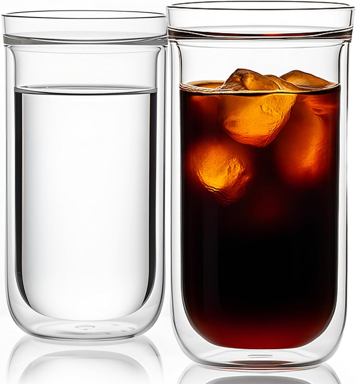 16oz Double Walled Glass Coffee Cups Set of 2, Insulated Tumblers