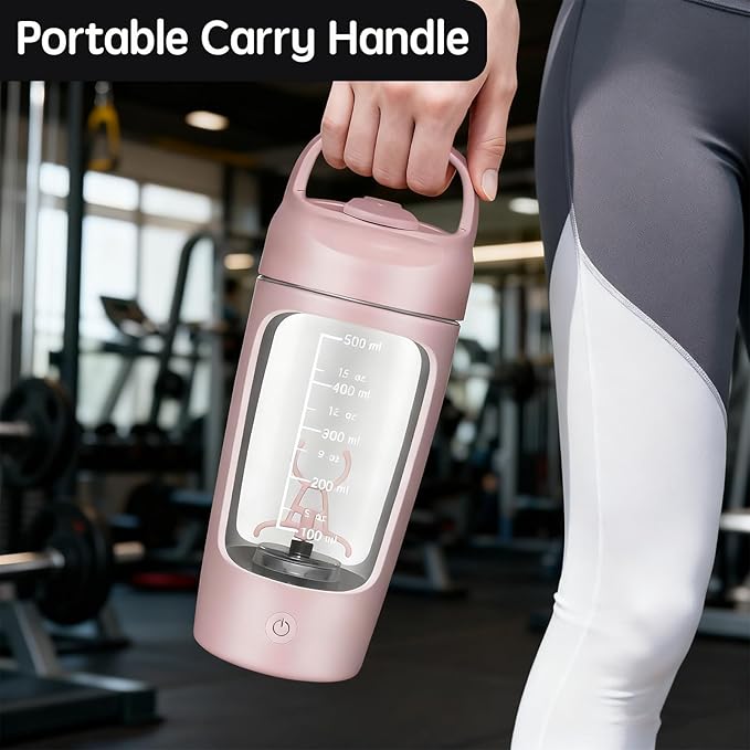 Electric Protein Shaker Bottle with Storage Box, Pink