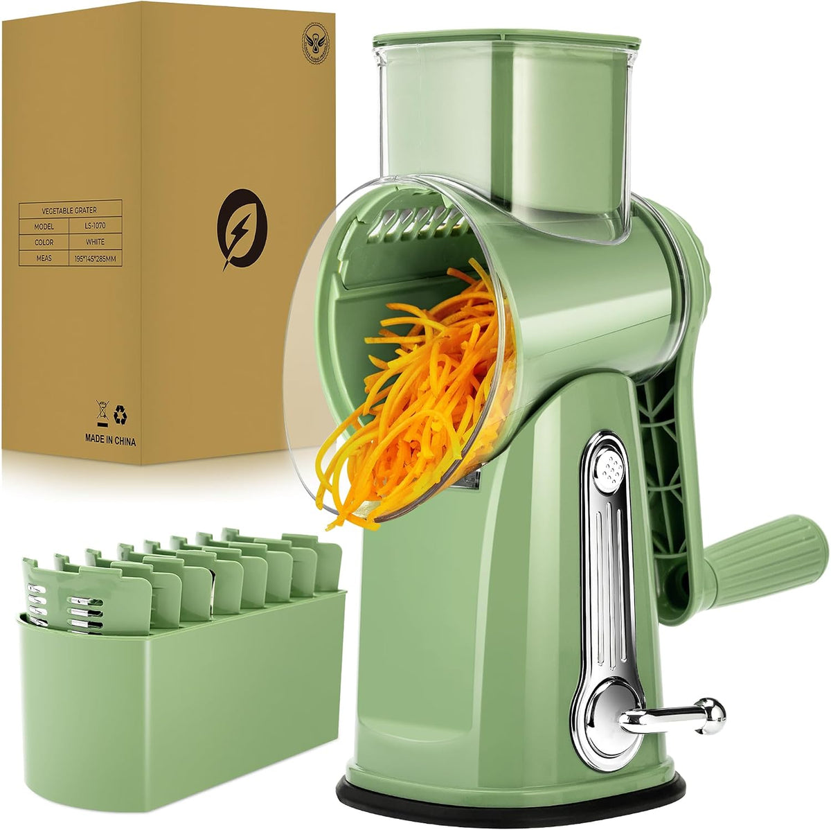 Rotary Cheese Grater, Large Vegetable Food Shredder, 5 Blades