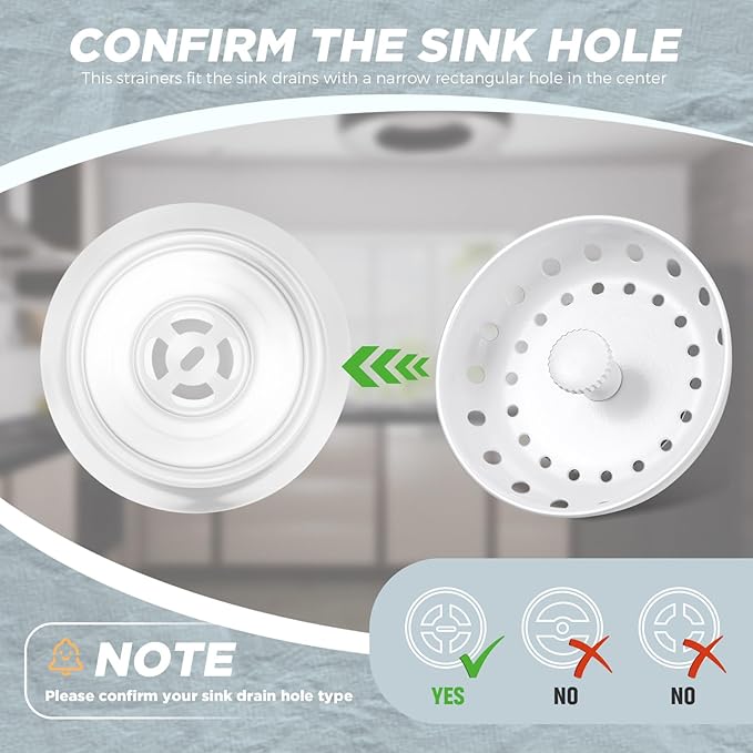 Mudder 3 Pcs Kitchen Sink Drain Strainer and Stopper Stainless Steel Garbage Disposal Plug with Handle Universal Anti-Clogging Kitchen Sink Filter Sieve Basket Strainer(Porcelain White)