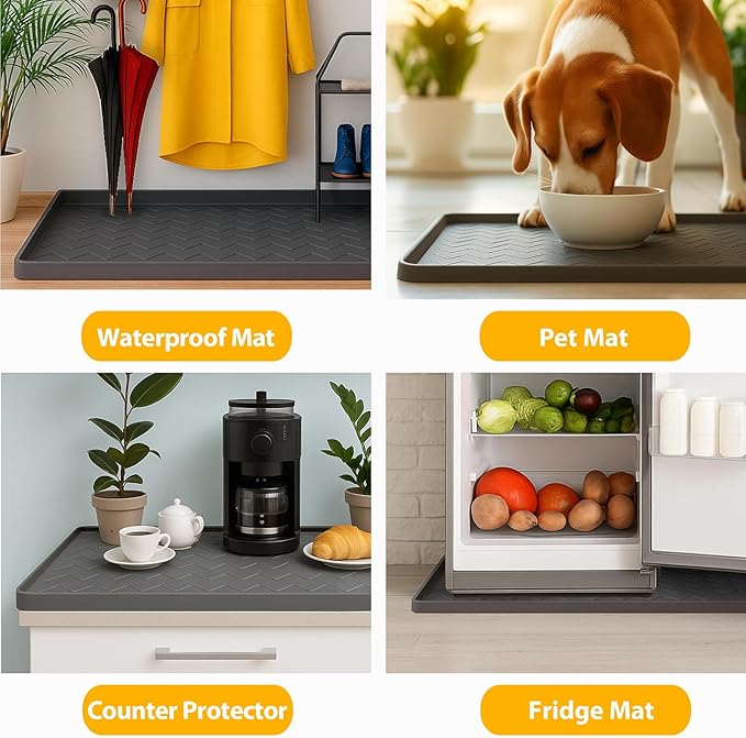 TigeJoy 22" x 19" Under Sink Mats for Kitchen Waterproof, Leak-Proof Silicone Mat Sink Protector and Cabinet Liner, Kitchen Essentials Organizer and Storage