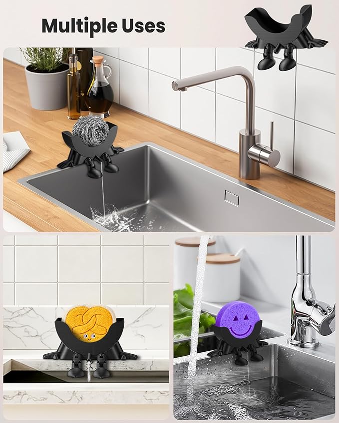 3D Printed Sponge Holder for Kitchen, Funny Sponge Holder, Drainable Scrub Stand Sponge Caddy, Cute Drying Rack Accessories for Kitchen Sink, Keeps Sink Dry and Organized