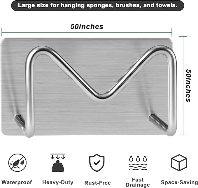 Luckyiren 2-Pack Stainless Steel Sponge Holder, Kitchen Sink Caddy Organizer, SUS304 Rustproof, Brushed Finish
