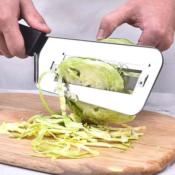 2 Pcs Cabbage Chopper Shredder - Stainless Steel Kitchen Knife for Slicing, Grating & Shredding - Perfect for Sauerkraut, Coleslaw, Vegetables - Sharp Blades, Easy to Clean & Durable (2 Pcs Black)