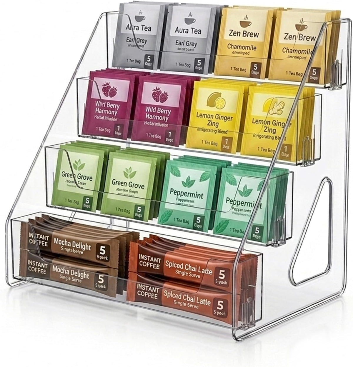 Acrylic Display Stand,4 Tier Tea Bag Organizer, Tea Holder Storage Rack