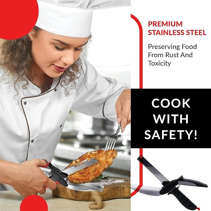 2 in 1 Kitchen Scissors for Food, Separable Stainless Steel Barbecue Steak Shears, Multi‑Function Kitchen Cutter for Vegetable, Fruit & Meat