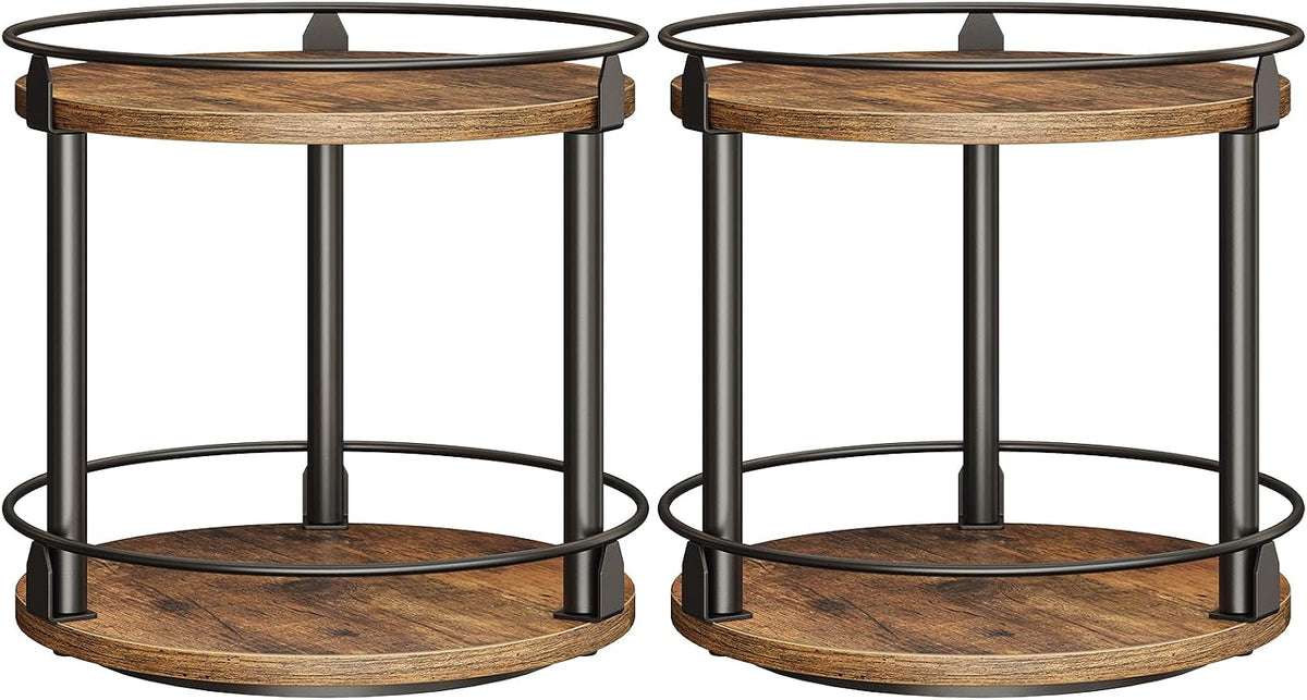 Spice Rack, Set of 2 Lazy Susan Organizer, 2-Tier Turntable Organizer, Rotating Spice Rack Organizer For Cabinet, Compact and Versatile, for Kitchen Countertop, Rustic Brown SR22L2BR