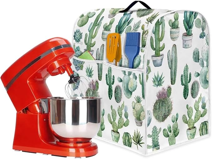 Cactus Mixer Cover | Compatible with 6-8 Quart Tilt Head & Bowl Lift Mixers | Dust Protector with Pockets for Accessories