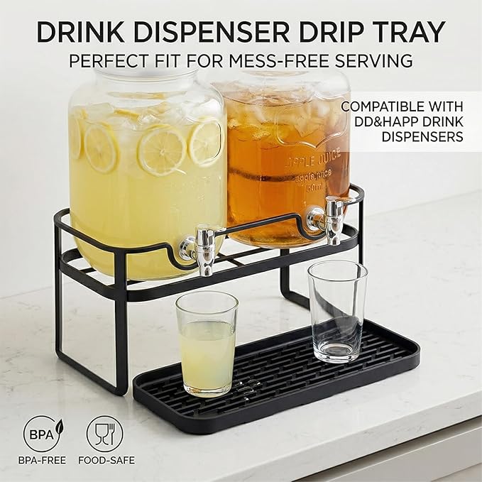 Silicone Organizer Tray, Soap and Sponge Holder for Kitchen Sink, Bathroom - Storage Tray for Dish Brush, Soap Dispenser, Dishwashing Accessories-(Black 1 Pack, 12"x4.7")