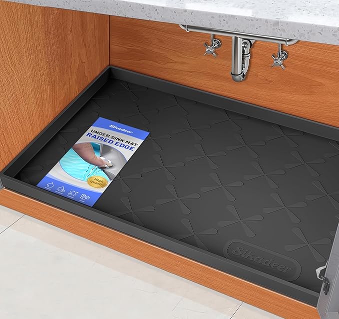 SIKADEER 31" x 22" Under Sink Mat Waterproof, Silicone Mat Kitchen Drawer Shelf and Cabinet Liner, Sink Protector for Kitchen Organizers and Storage, Boot Tray Pet Food Mats
