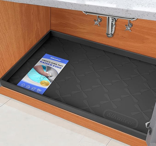SIKADEER 40" x 22" Under Sink Mat Waterproof, Silicone Mat Kitchen Drawer Shelf and Cabinet Liner, Sink Protector for Kitchen Organizers and Storage, Boot Tray Pet Food Mats