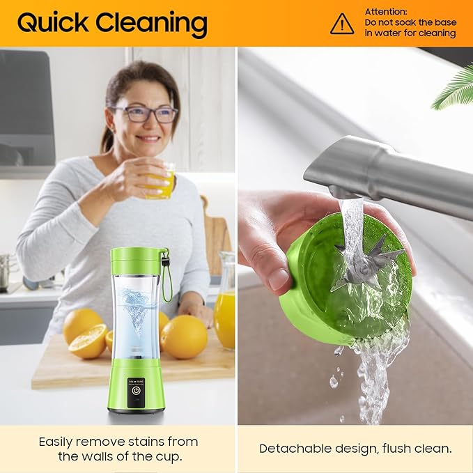 Personal Size Cordless Portable Blender - BAP Free Blender Make Smoothies & Shakes, 12 Oz Juice Cup with 6 Blades, Quickly Squeezed in Office/Picnic/Sports/Home