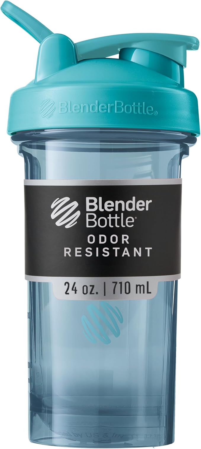 BlenderBottle Shaker Bottle Pro Series Perfect for Protein Shakes and Pre Workout, 24-Ounce, Cerulean Blue