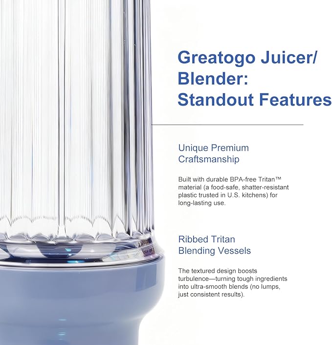 1000W 6-Blade Single-Serve Blender Exclusive Blender 28/14oz Tritan Blending Cup, Make milkshakes, salad dressings, sauces, crush ice, and blend frozen fruits