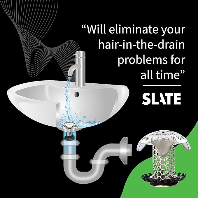 SinkShroom Ultra Revolutionary Bathroom Sink Drain Protector, Stainless Steel with Stopper