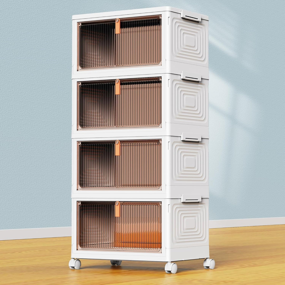 4 Tier Plastic Storage Bins with Lid 23QT, Stackable Storage Bins