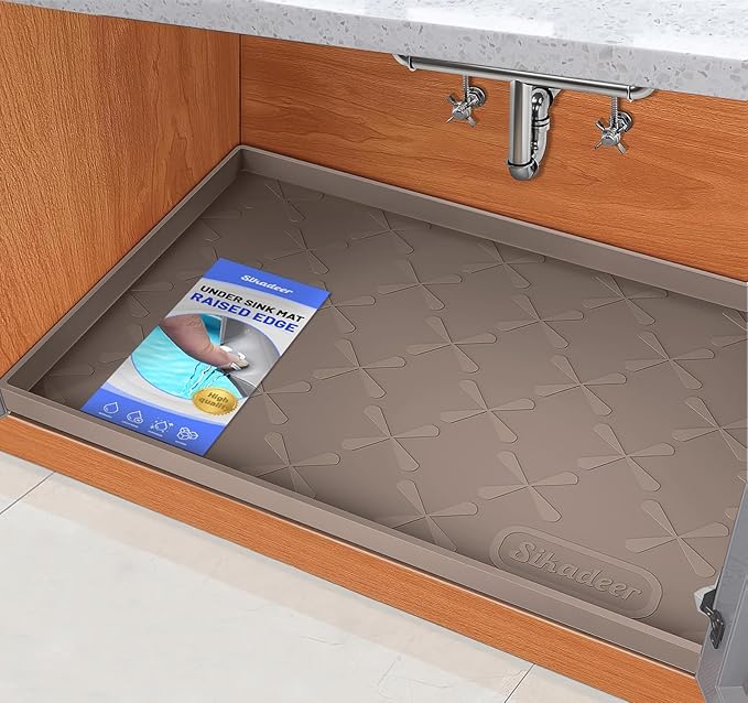SIKADEER 22" x 22" Under Sink Mat Waterproof, Silicone Mat Kitchen Drawer Shelf and Cabinet Liner, Sink Protector for Kitchen Organizers and Storage, Boot Tray Pet Food Mats