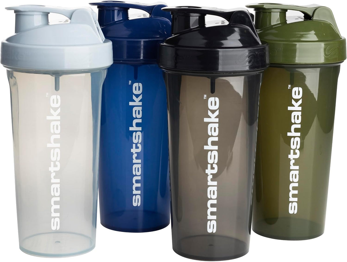 Lite 4 Pack Protein Shaker Bottle 800 ml/27oz | Silent Mixing | Leak-Proof Shaker Bottle | Shaker Cups For Protein | Gym Shaker Bottle | Durable, BPA-Free,Dishwasher Safe | Multicolor
