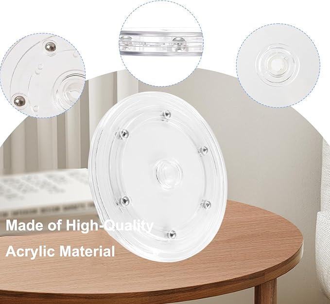 8Inch Lazy Susan Turntable Organizer, Clear 360 Degree Rotation Round Turntable, Lazy Susan for Kitchen Table Spice Rack Cake Table Pantry Kitchen Decoratin