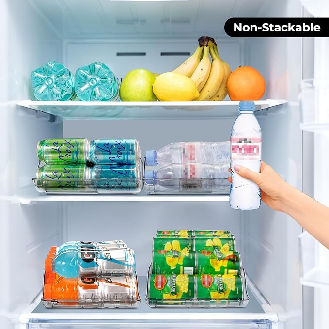 4 Packs Refrigerator Organizers and Storage Width Adjustable Can Organizer for Refrigerator Expandable Soda Can Dispenser for Beer Soda Pop Can Soda Organizer for Fridge Kitchen Pantry Clear