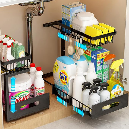 Under Sink Organizer, Adjustable Shelves