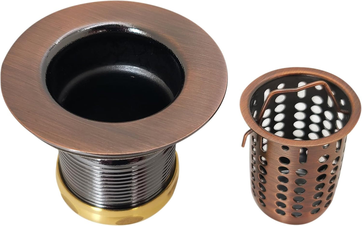 A218-11 Junior Bar and Laundry Sink Drain Assembly with Removable Strainer Basket, Antique Copper