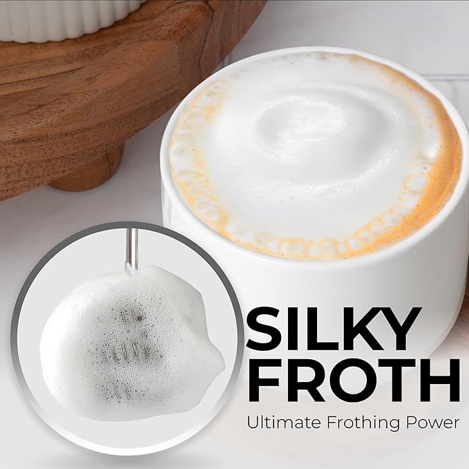 Zulay Kitchen Powerful Milk Frother Wand With Duracell Batteries - Ultra Fast Handheld Drink Mixer - Electric Whisk Foam Maker for Coffee, Lattes, Cappuccino & Matcha - Triple Whisk - Luster Copper