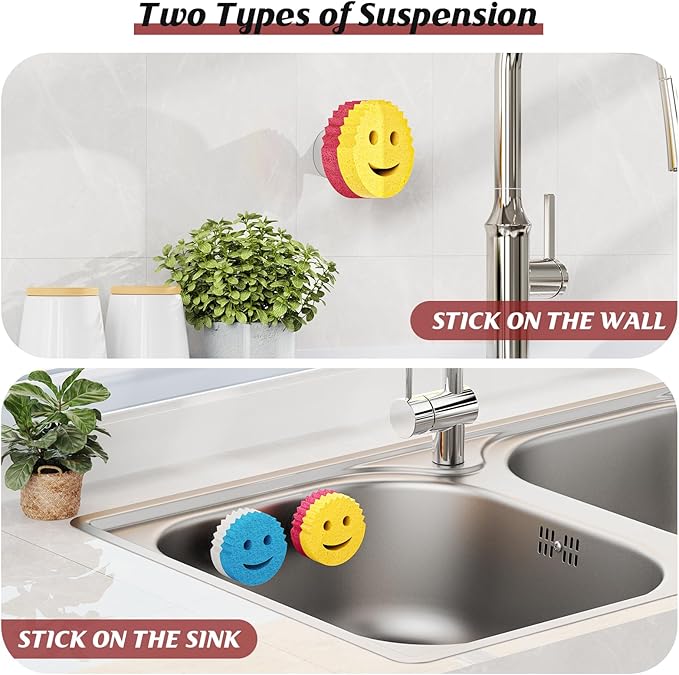 Kontoyo Sponge Holder for Kitchen Sink,Sink Caddy Organizer with Suction Cup Installation for Kitchen/Bathroom, Self Draining,Sponge Caddy for Holding Smiley Sponges-Gray