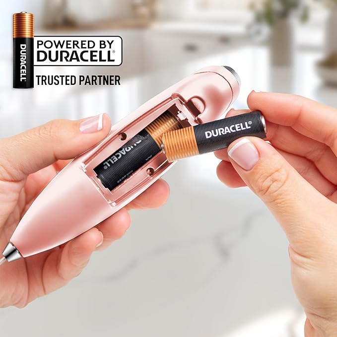 Zulay Kitchen Powerful Milk Frother Wand With Duracell Batteries - Ultra Fast Handheld Drink Mixer - Electric Whisk Foam Maker for Coffee, Lattes, Cappuccino & Matcha - Z1 Motor - Pink Salt