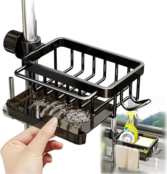 Sink Organizer Rack for Kitchen and Bathroom, Black, Right