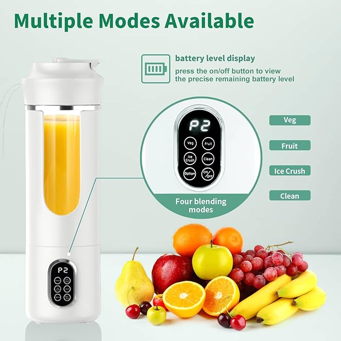 530ML Portable Blender,Mini Portable Electric USB Juicer,Small Personal Blender for Smoothies and Shakes,With Automatic Cleaning Function,Multi-Purpose and Easy To Use(white)
