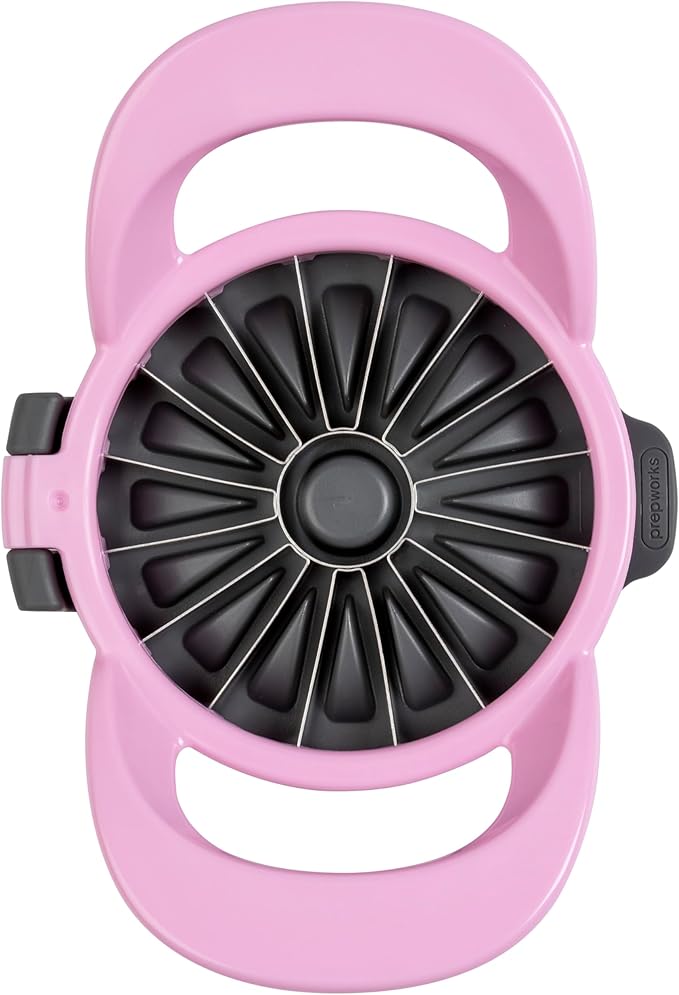 PrepWorks by Progressive Dishwasher Safe 16-Slice Thin Apple Slicer and Corer with Attached Safety Cover (Magenta)