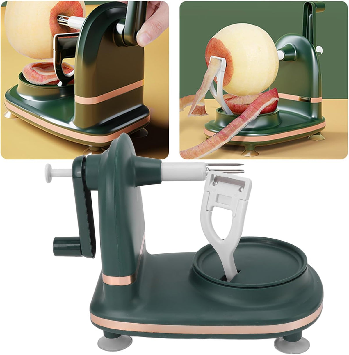 Apple Peeler Slicer Corer, Multi-Function Fruit Peeler with Stainless Steel Blades, Vegetable Peeler for Apples, Potatoes, Pears, Easy to Use Kitchen Tool