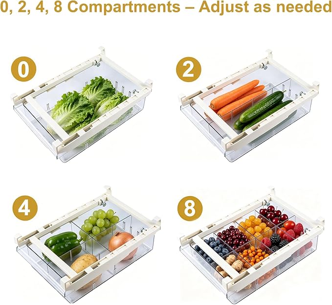 Refrigerator Organizers Storage Fridge Drawer - Pull Out Clear Storage Containers with Handle for Fruit,Deli,Cheese,Seafood,Plastic Organizer Bins Fit for Medium Refrigerator Shelf,Simple Use(1 Pack)