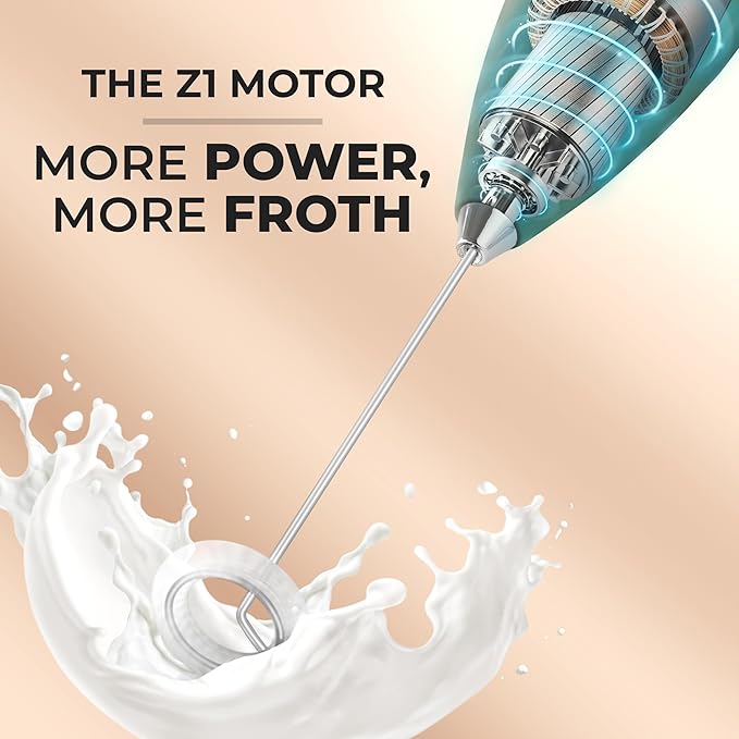 Zulay Kitchen Milk Frother Wand – High-Speed Handheld Frother with Upgraded Stand – Electric Foam Maker with Stainless Steel Whisk