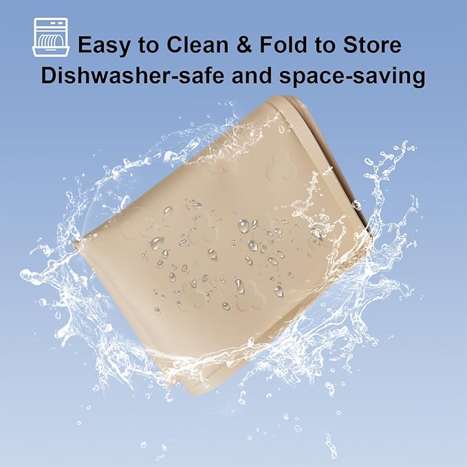 Under Sink Mat- 34" x 22" Waterproof Kitchen Cabinet Mat - Flexible Silicone Under Sink Liner - Kitchen Bathroom Cabinet Mat and Protector for Drips Leaks Spills (Beige)
