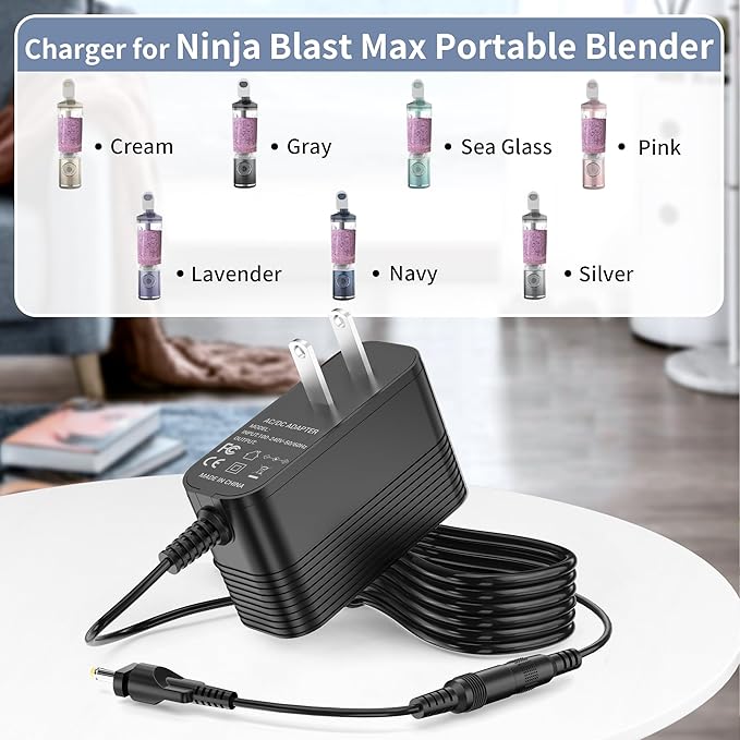 Replacement Charger for Ninja Blast Max Portable Blender, Power Adapter for Ninja Blast Max BC251 Portable Blender, Personal Smoothie, juicer Charger Cord