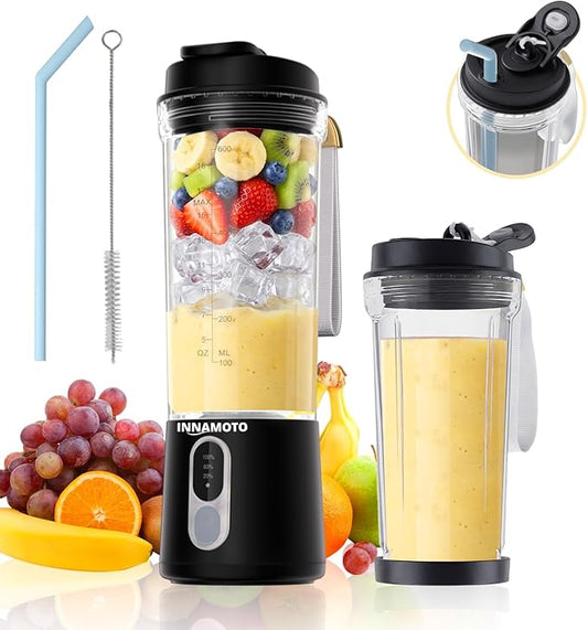 Portable Personal Size Blender for Smoothies - Cordless Mini Blender With Powerful Blending, 20oz BPA-Free Juice Cup With Leak-proof Travel Lid, Type-C Rechargeable, Freshly Squeezed in Gym/Picnic