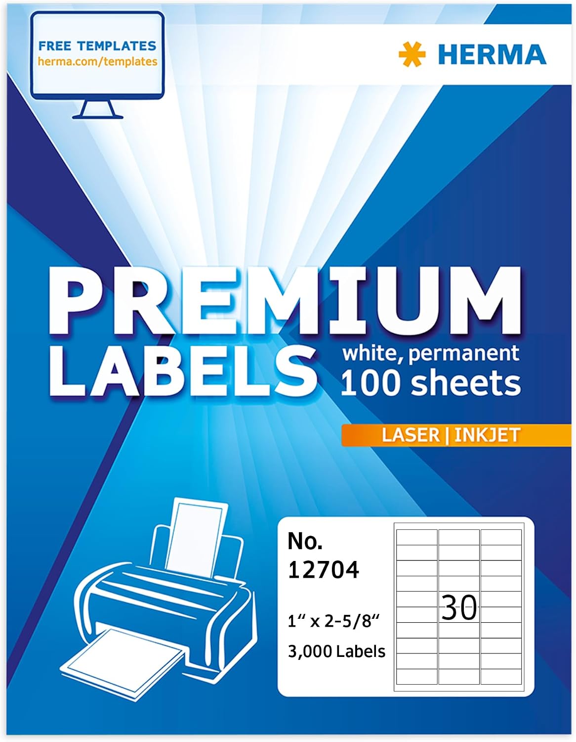 Printable Address Labels 1" x 2-5/8", 3000 Mailing Stickers, White