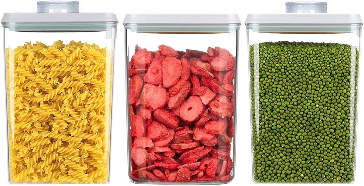 Pop Food Storage Containers Airtight Food Storage Containers Set with Lids Kitchen Pantry Organization and Storage, Stackable, BPA Free, 3 x 1.2Qt