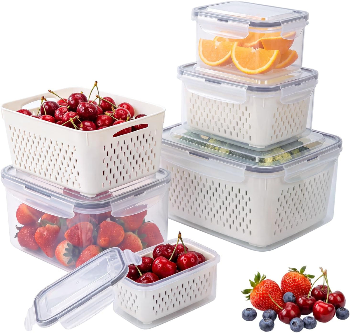5 PCS Fruit Storage Containers for Fridge Food Storage Containers
