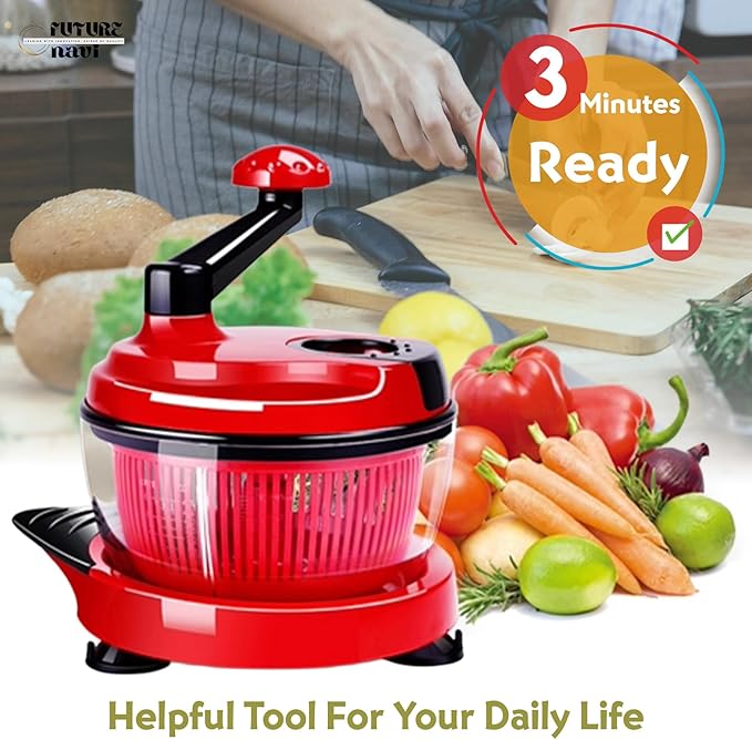 Multi-Functional Manual Food Chopper Processor, 8-Cup Capacity, Hand-Powered Kitchen Helper with 420 Stainless Steel Blades, for Chopping Vegetables, Nuts, Meat & Salsa