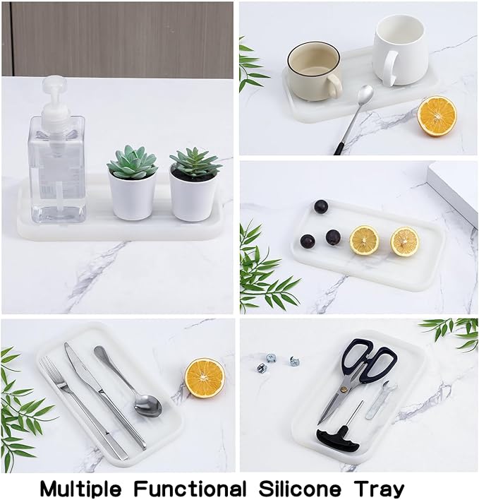 MicoYang Silicone Kitchen Sink Organizer Tray for Multiple Usage,Easy Clean Sponges Holder for Kitchen Bathroom Counter or Sink,Dish Soap Dispenser,Scrubber,Bottle,Cup Translucent 10”x 5.3”