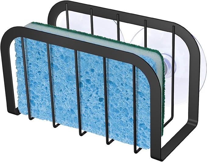 SHFKS Sponge Holder for Kitchen Sink,Kitchen Caddy with Sponge Holder,Dish Soap Holder - Black