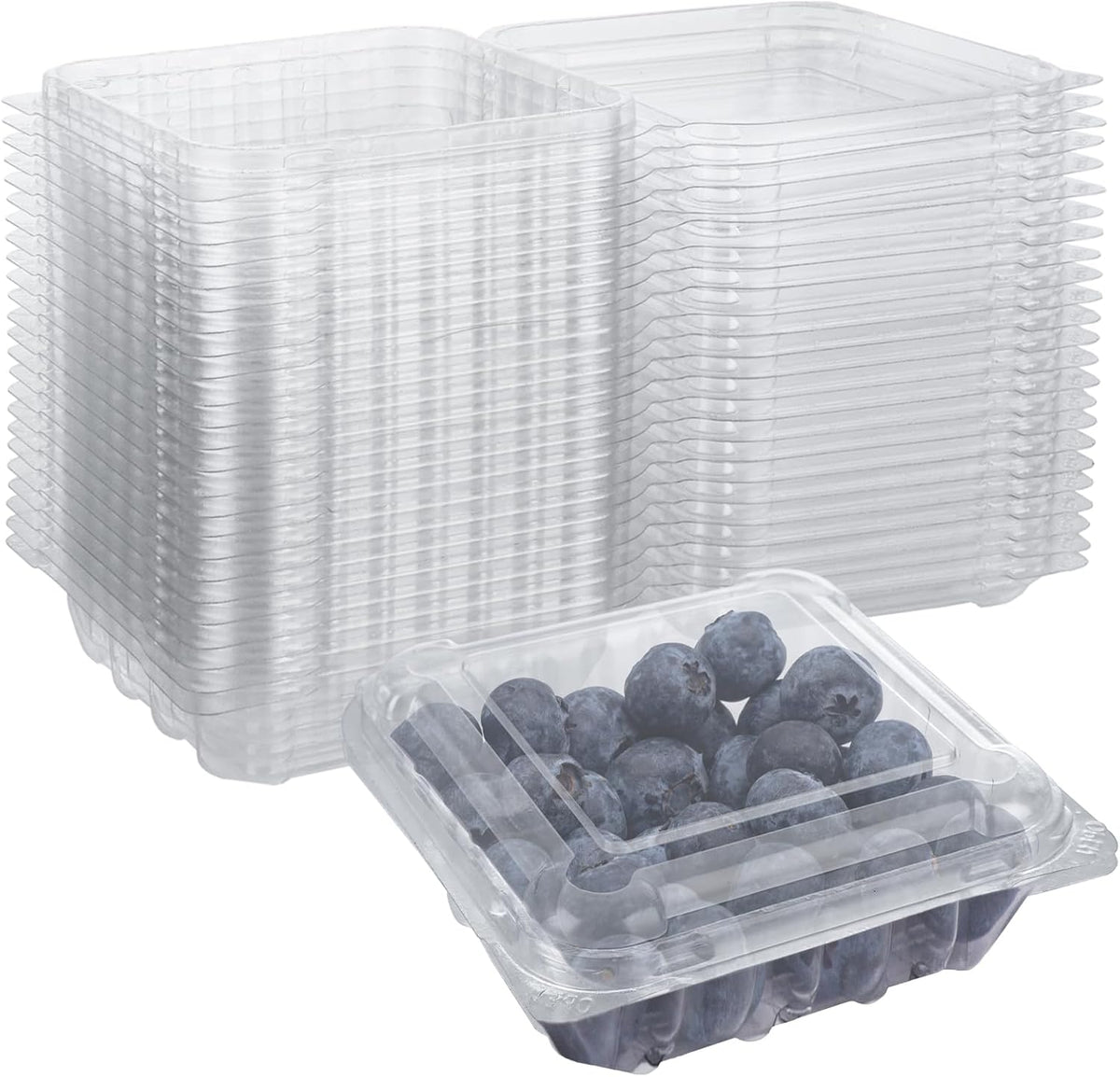 100PCS Berry Containers with Lids, Clear Plastic Vented Berry Containers for Blueberries, Raspberries, Blackberries, Tomatoes or Herbs
