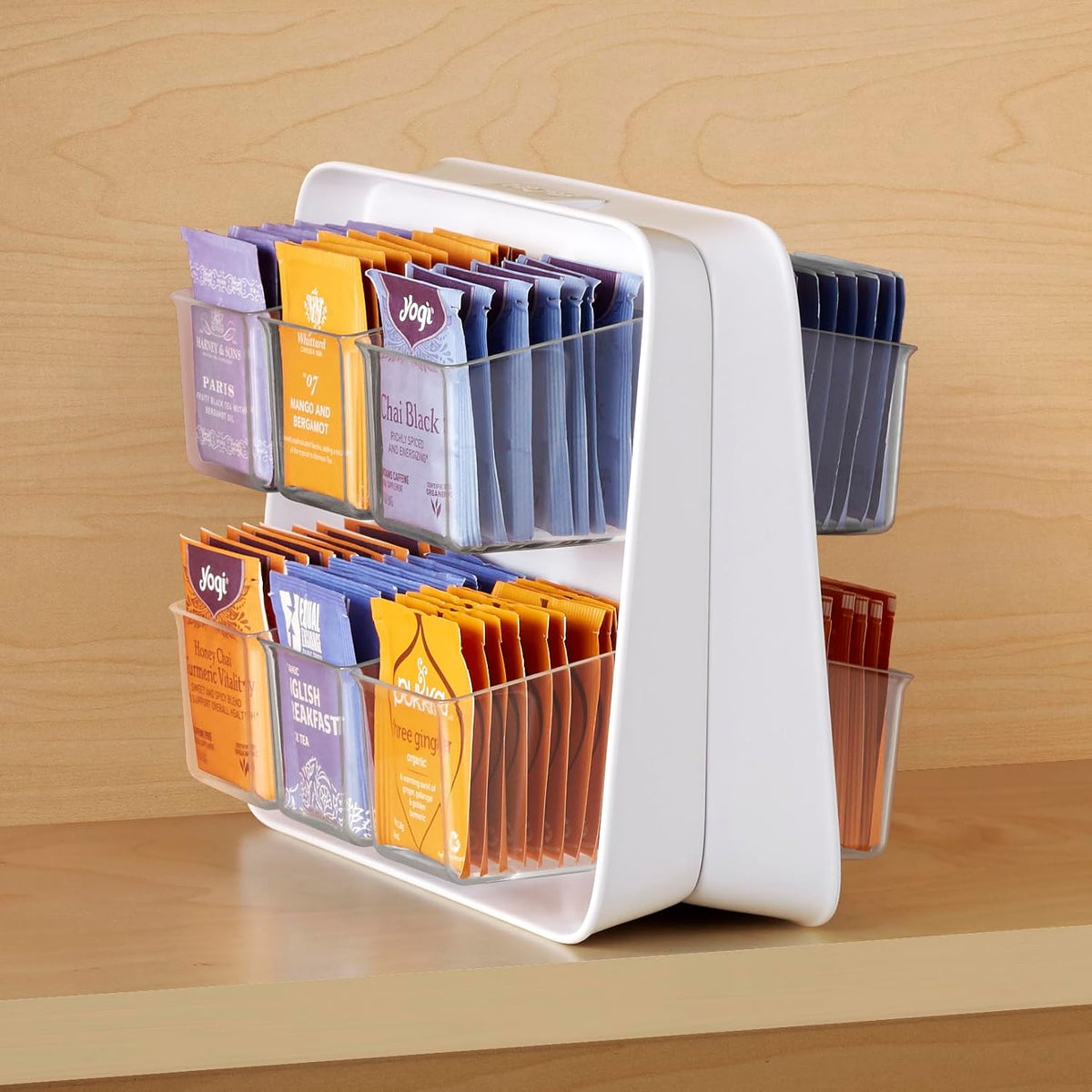 TeaStand 120 Tea Bag Organizer, Cabinet to Counter Tea Bag Caddy