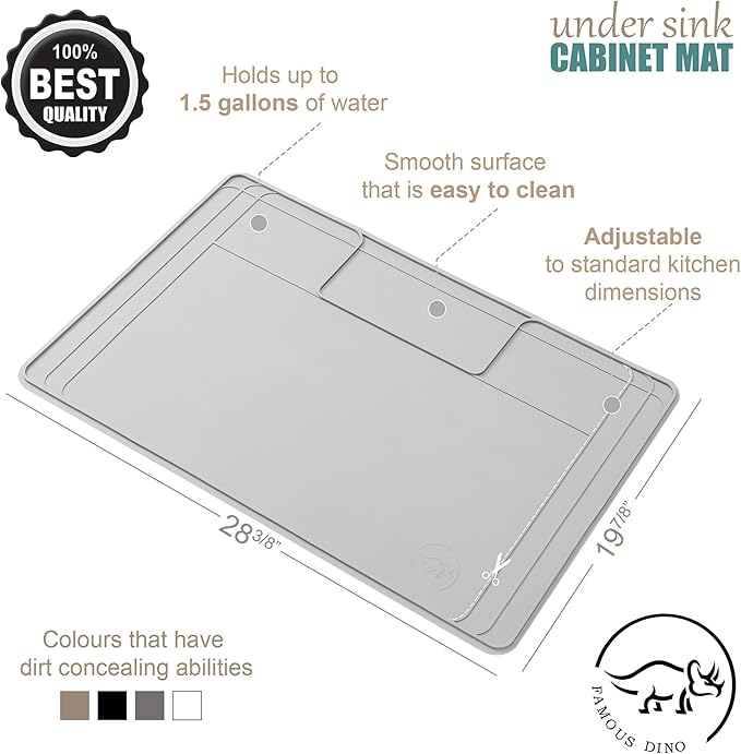 Heavy-Duty Under Sink Mat – Waterproof Silicone Cabinet Liner for Kitchen & Bathroom | Protects from Leaks, Spills | Trimmable, Easy to Clean, Ideal for Homeowners | 28" x 19" or smaller